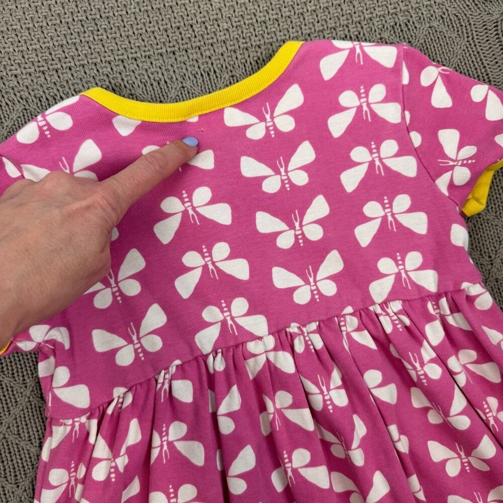 Hanna Andersson Pink Butterfly Day Play Dress with Yellow Accents ~ 100/4 - Picture 8 of 9